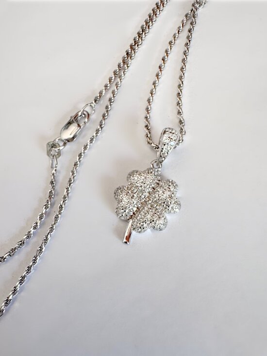 Jewelry - 925 Sterling Silver Rope chain 18” with Moissanite Clover NEW